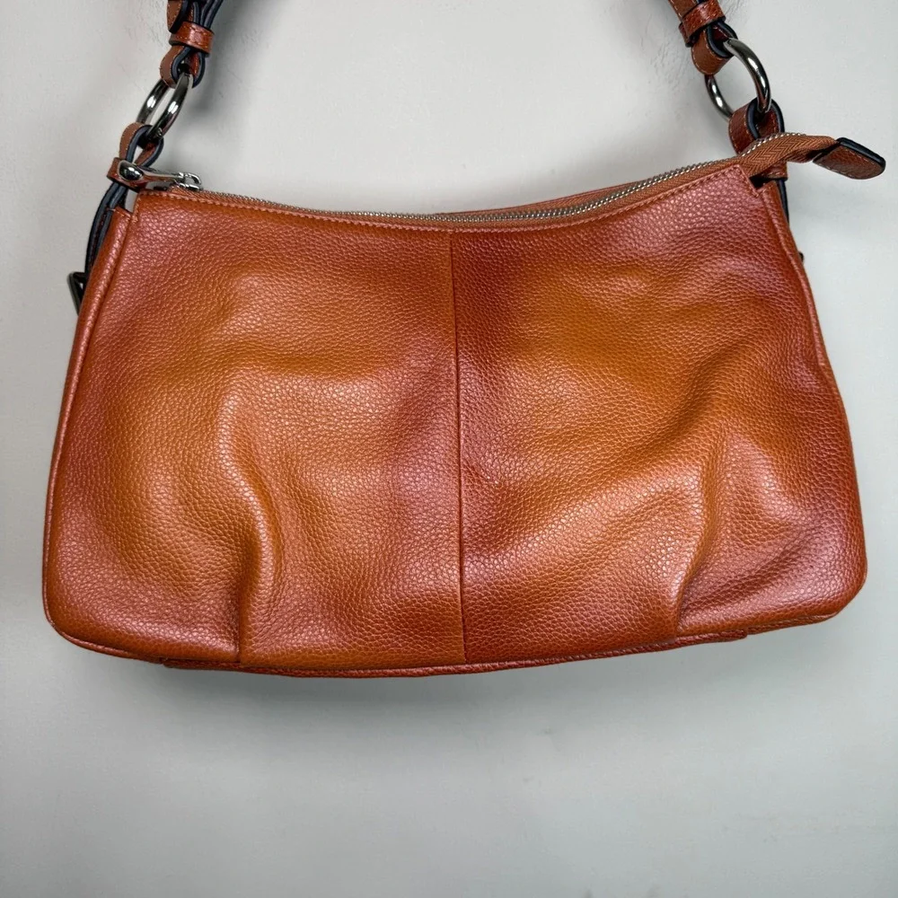 S-Zone Ombre Cognac Brown Pebbled Leather Hobo Shoulder Bag